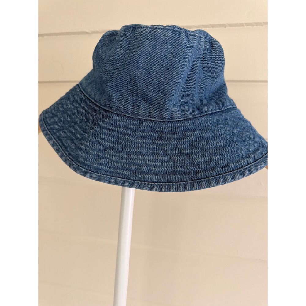 London Fog Denim-Textured Blue Bucket Hat